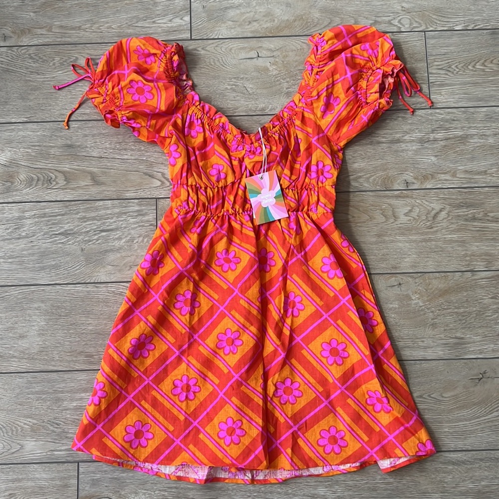 Show Me Your Mumu x Barbie Nikki Mini Dress in Malibu Daisy - Picture 2 of 4
